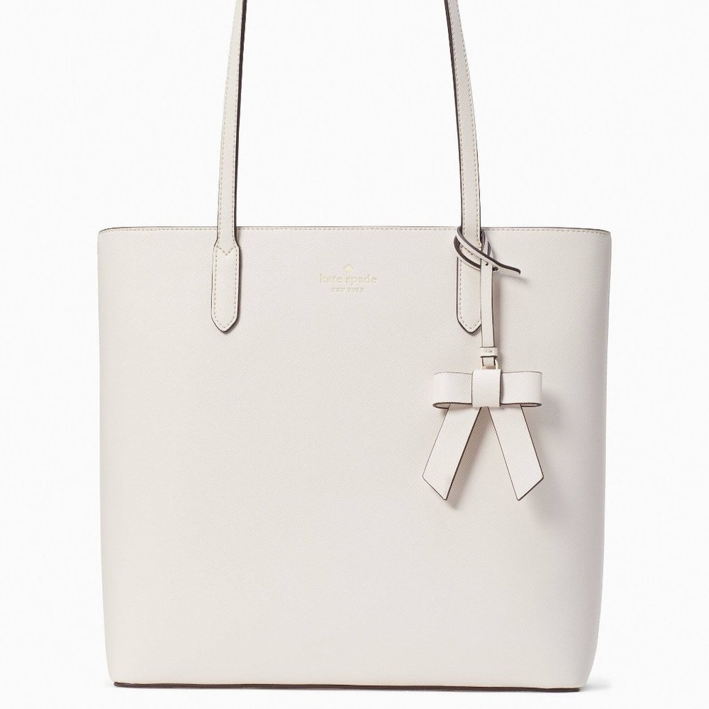 New Kate Spade Brynn Saffiano PVC Tote Parchment
